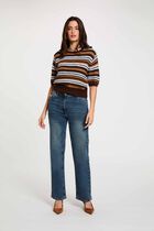 Striped short-sleeve sweater brown women