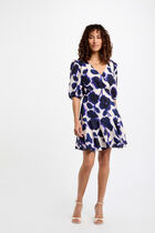 Robe courte évasée imprimée multicolore femme