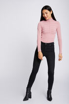 Fitted high neck sweater light pink women