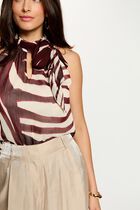 Pleated top with lavalli&egrave;re neck multicolor women