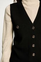 Gilet sans manches col en V noir femme