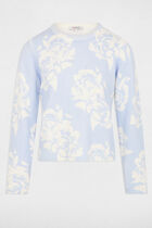 Printed jumper round neck sky blue women