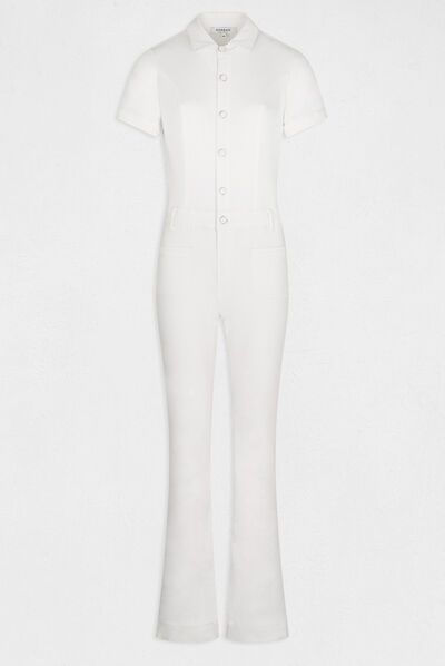 Flare buttoned jumpsuit ecru ladies'