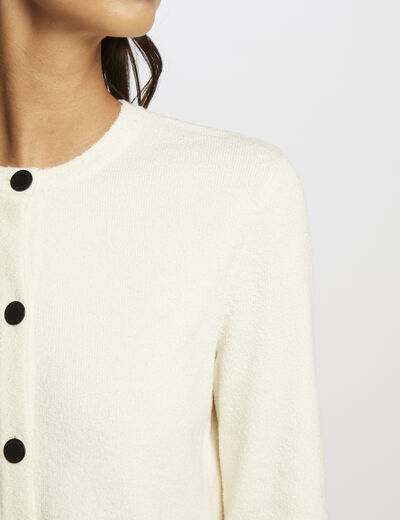Buttoned cardigan with round neck ivory ladies'