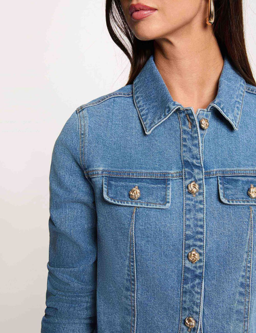 Cropped denim jacket denim stone women
