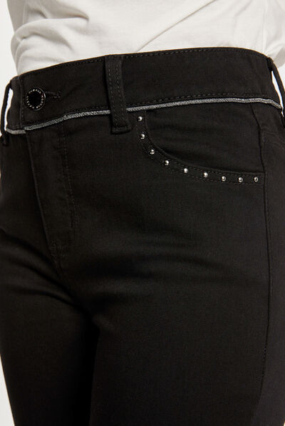 Standard waisted slim jeans with studs black ladies'