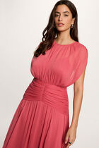 Draped long dress antique pink women