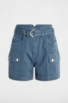 Belted cargo shorts petroleum blue women