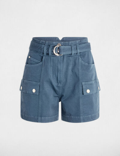 Belted cargo shorts petroleum blue women