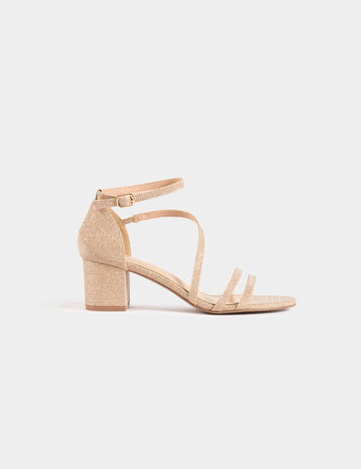 Metallised sandals with heels beige women