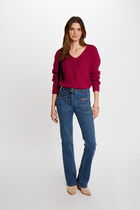 Jumper V-neck buttoned back dark pink women