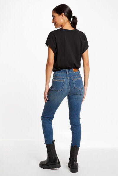 High-waisted slim jeans stone denim ladies'
