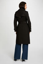 Trench long ceinturé noir femme