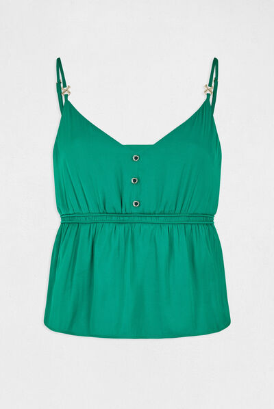 Blouse with thin straps and ornament green ladies'