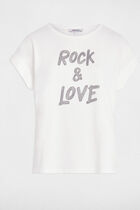 Cropped t-shirt with rhinestones white women