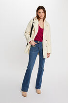 Straight buttoned coat ivory women