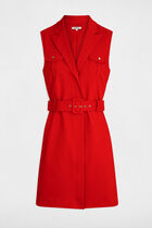 Belted waisted mini dress red women
