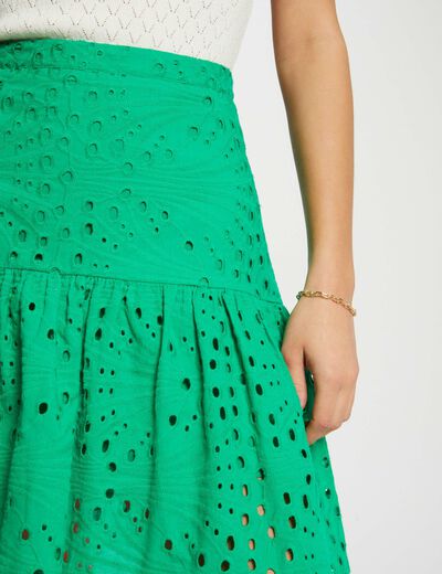 A-line embroidered mini skirt green ladies'