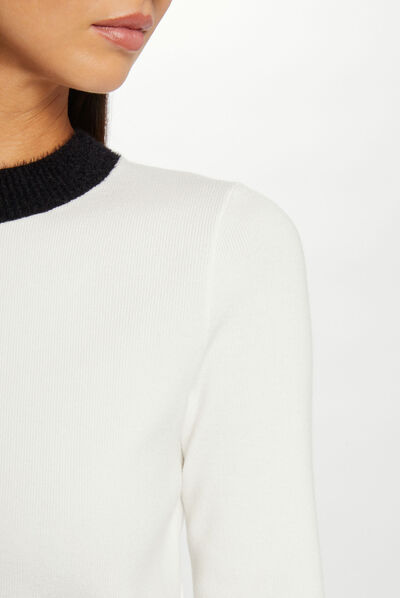 Long-sleeved jumper with round neck ecru ladies'