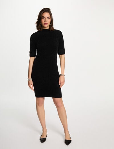 Fitted jumper dress with short sleeves black women