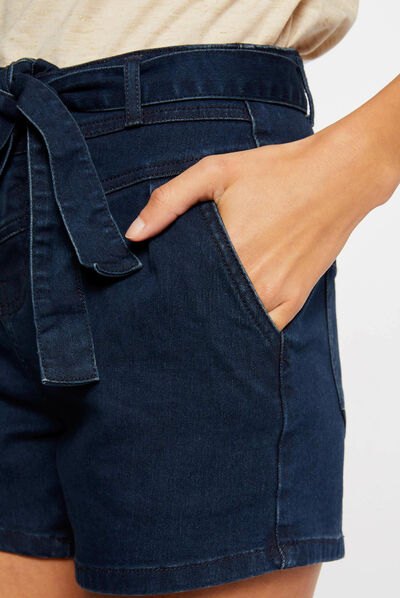 Denim paperbag short raw denim ladies'
