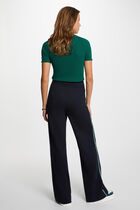 Wide-leg trousers with side stripes navy blue women