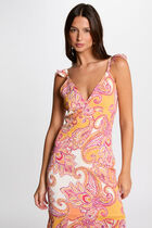 Printed maxi fitted dress multicolored women