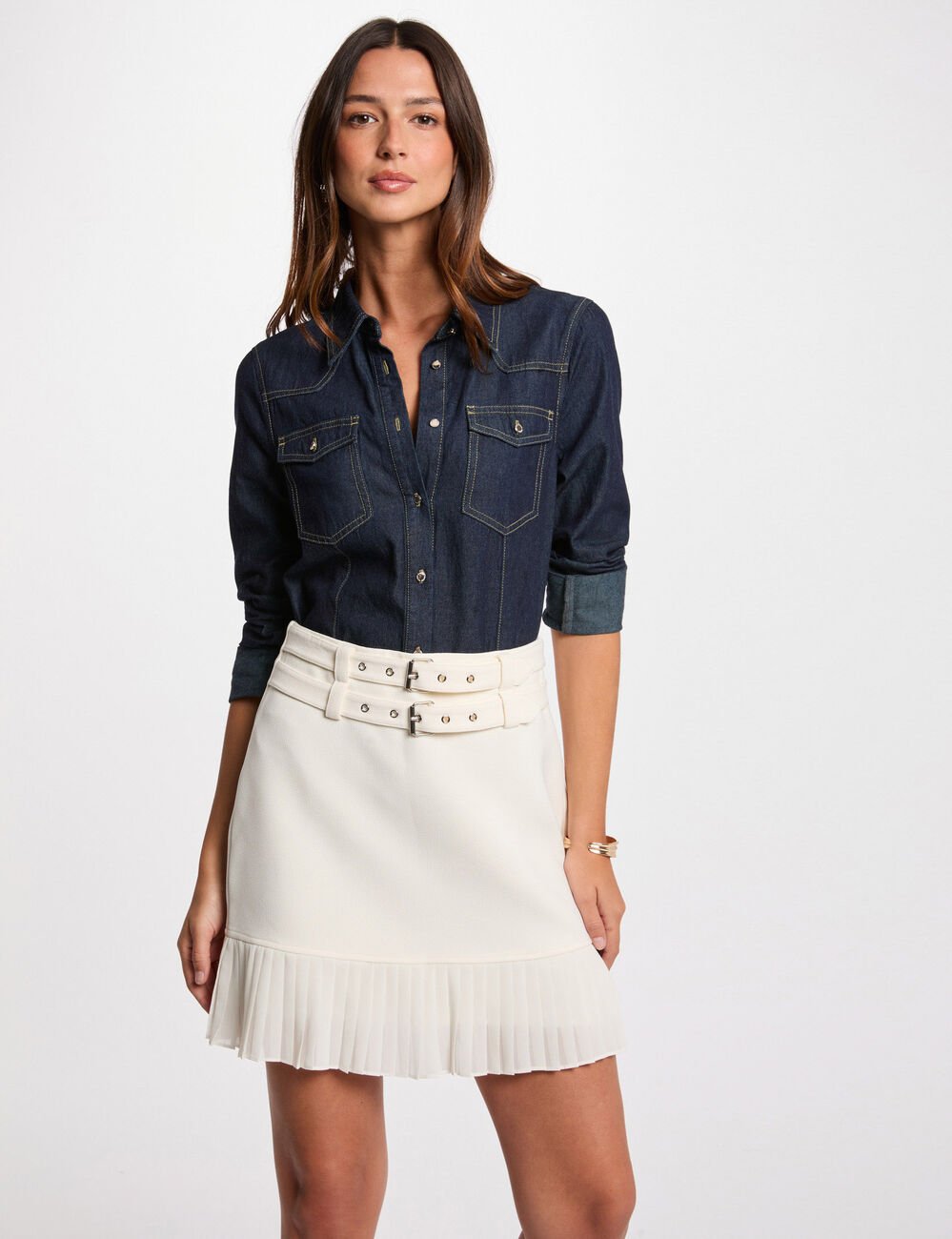 Mini skirt with fringes white women