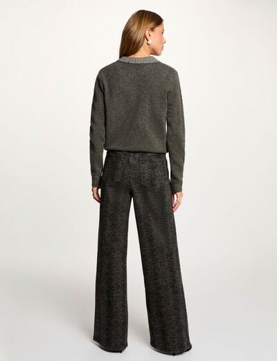 Fitted sweater with turned-down collar dark grey women