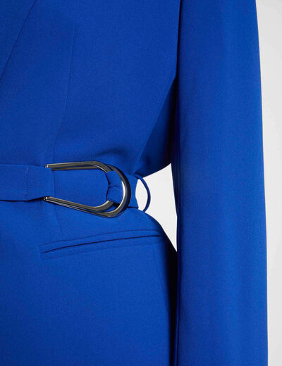 Long jacket with buckle electric blue ladies'