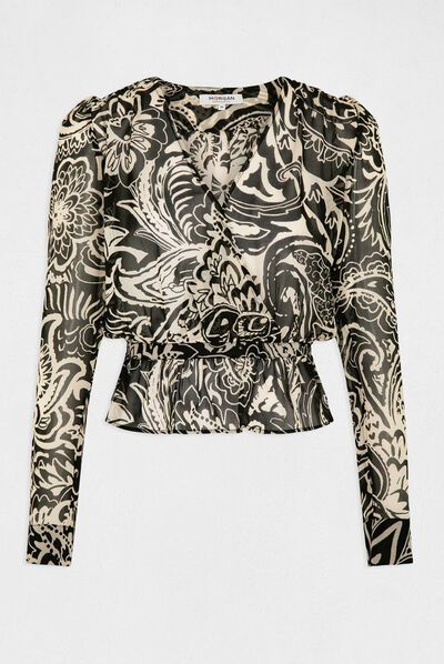 Long-sleeved blouse paisley print multico ladies'