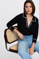 Polo neck jumper navy blue women