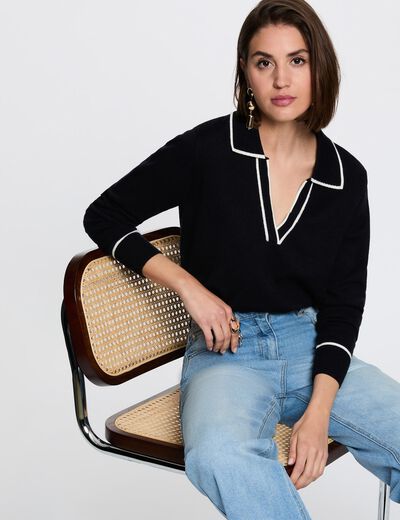 Polo neck jumper navy blue women
