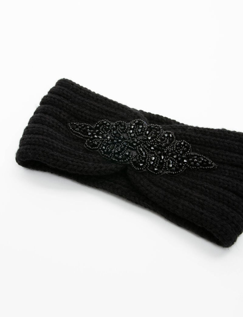 bandeau avec detail en perles noir femme Bandeau avec détail en perles noir femme