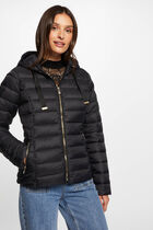 Padded jacket with hood black women