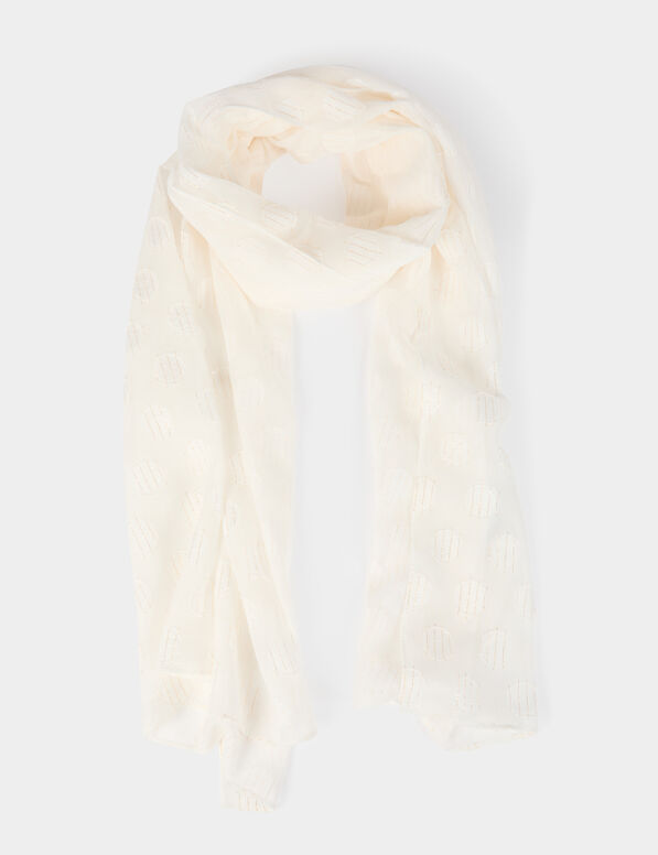 scarf with polka dot print white women Scarf with polka dot print white women