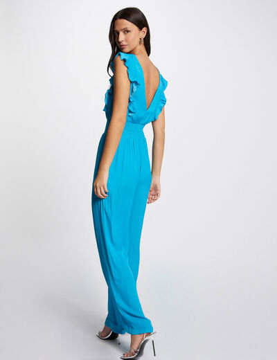 Jumpsuit with ruffles turquoise ladies'