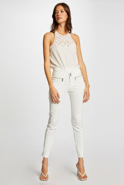 Low waist slim trousers ecru ladies'