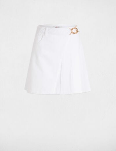 Pleated denim skirt white women