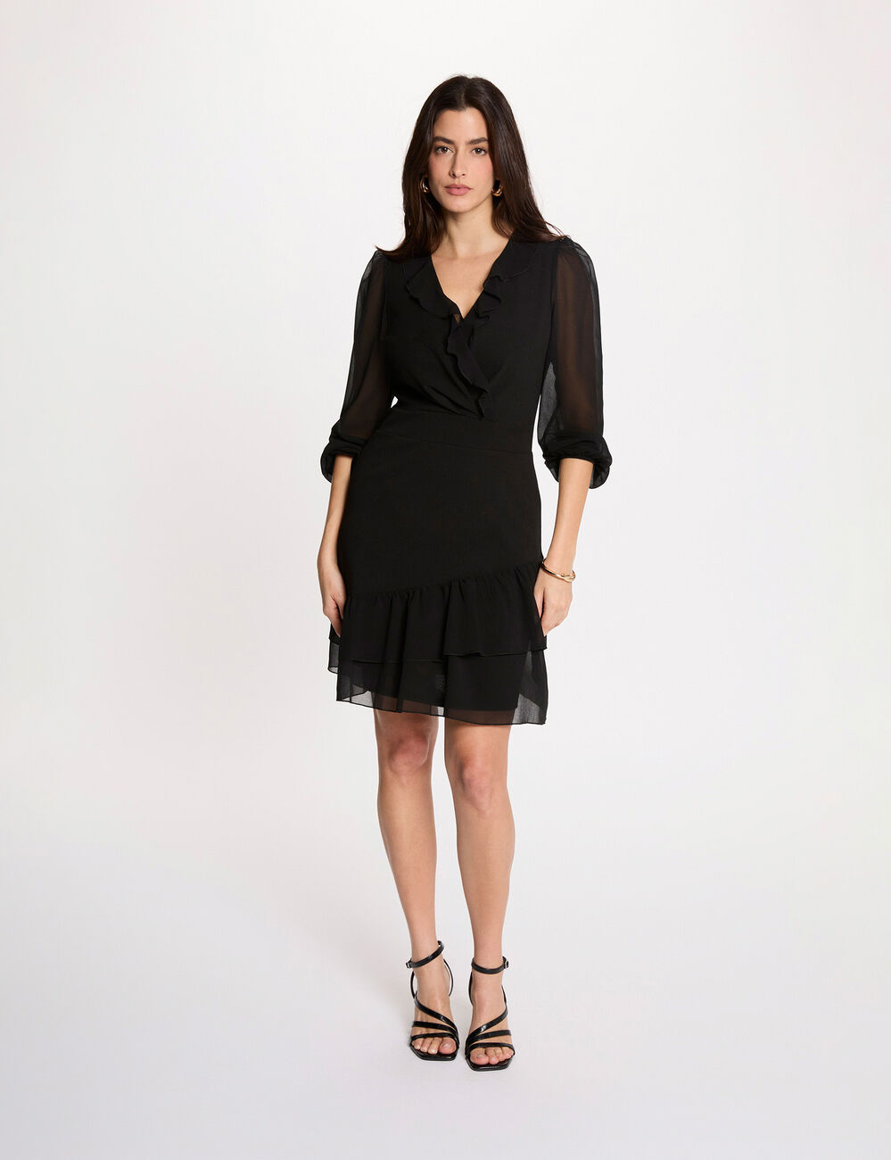 Sheer dress with V-neck black women