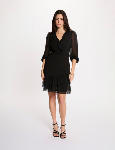 Sheer dress with V-neck black women