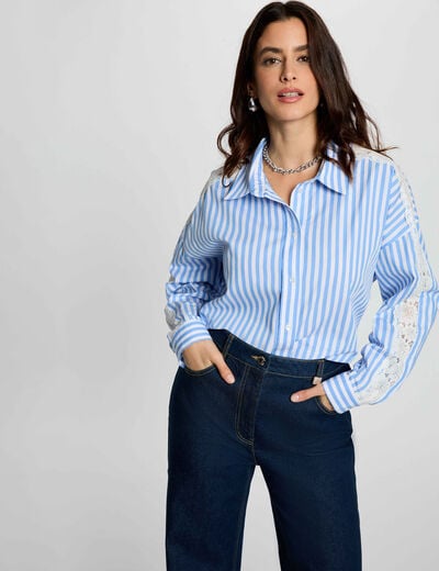 Striped long-sleeved shirt multicolor women
