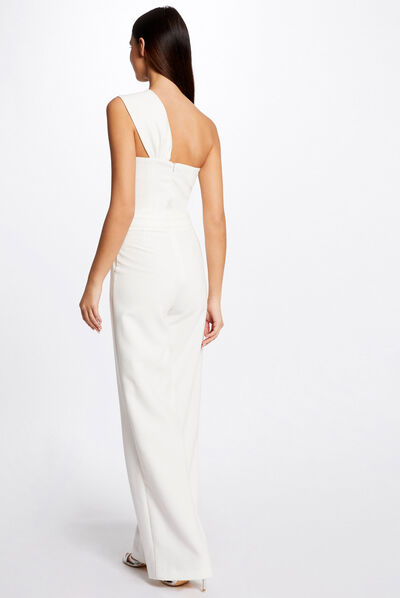 Asymetrical wide leg jumpsuit ecru ladies'