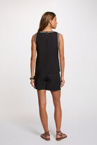 Embroidered sleeveless top black women