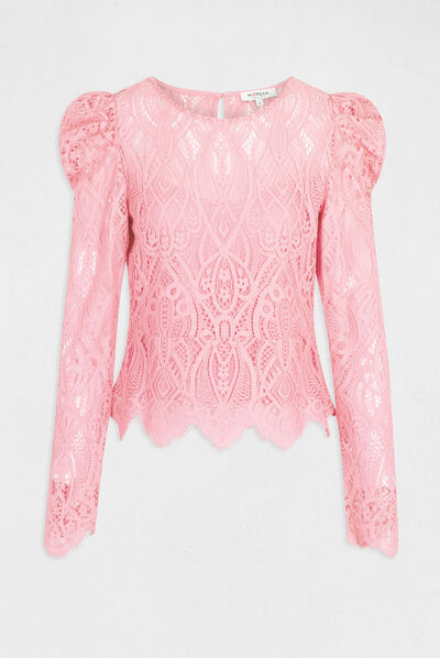 Long-sleeved t-shirt with lace  ladies'