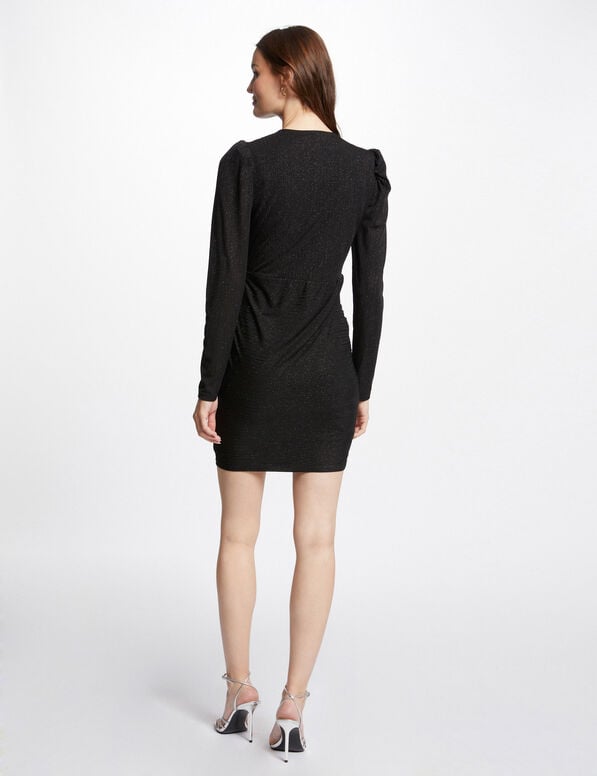 Draped fitted midi dress black women