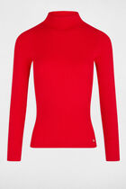 Ribbed jumper high collar red women