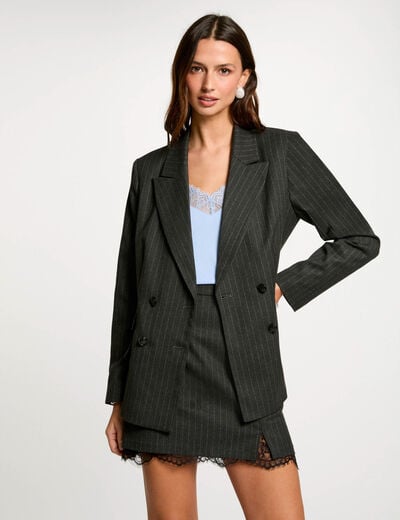 Blazer with stripes dark grey women