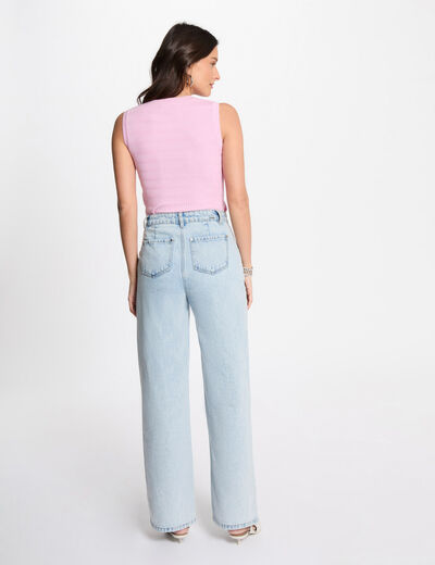 Sleeveless knitted vest top pastel pink women