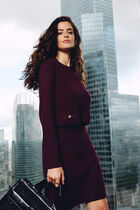 Short 2-in-1 effect dress plum women